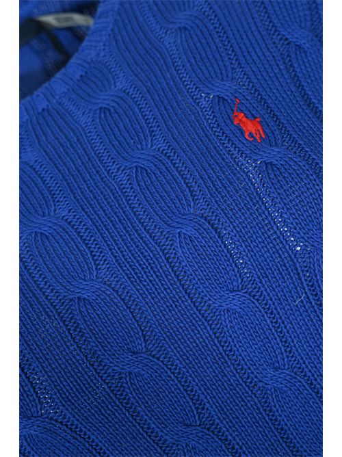 Maglia a trecce in cotone con logo Blue POLO RALPH LAUREN | 211971869012